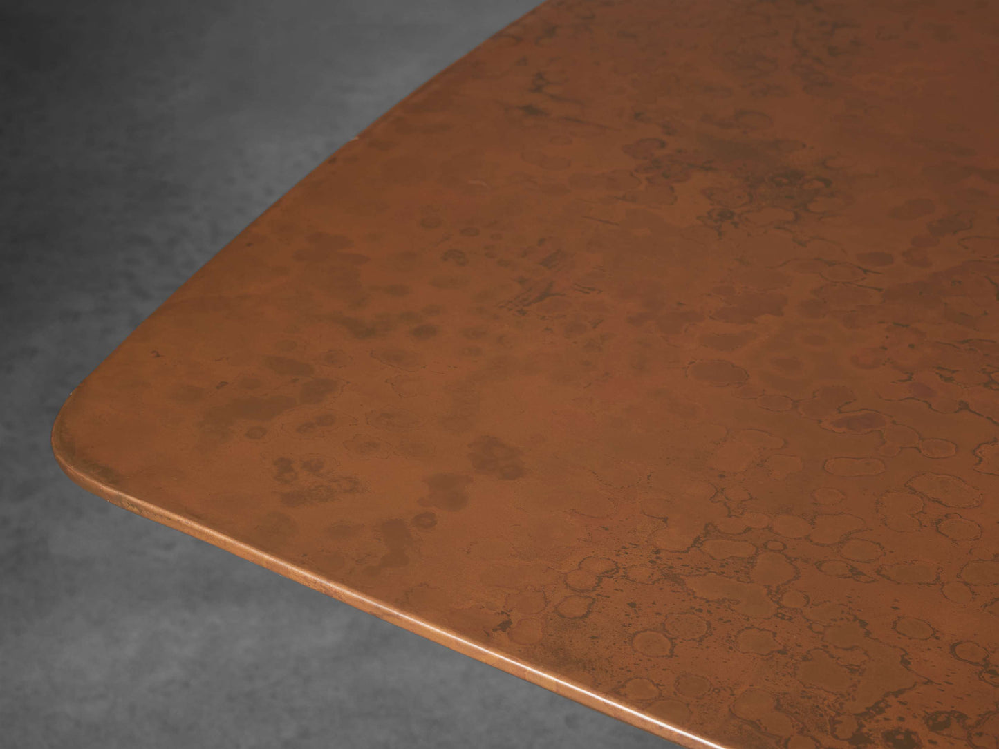 Terracotta Copper Dining Table with Vertex Base