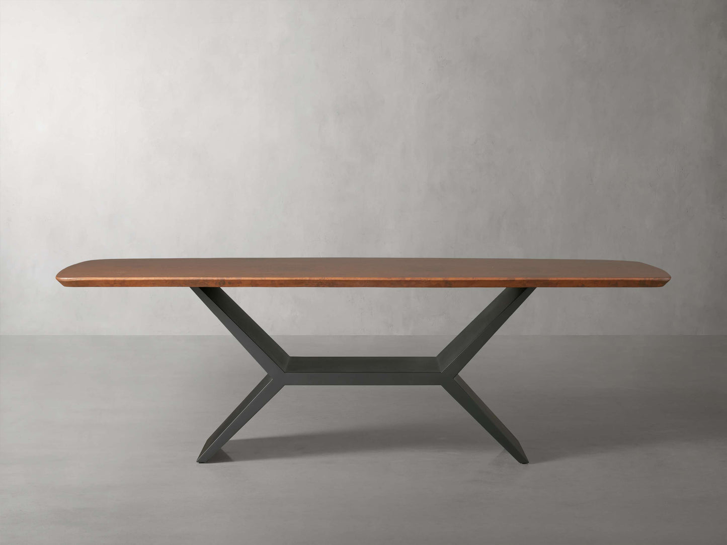Terracotta Copper Dining Table with Vertex Base