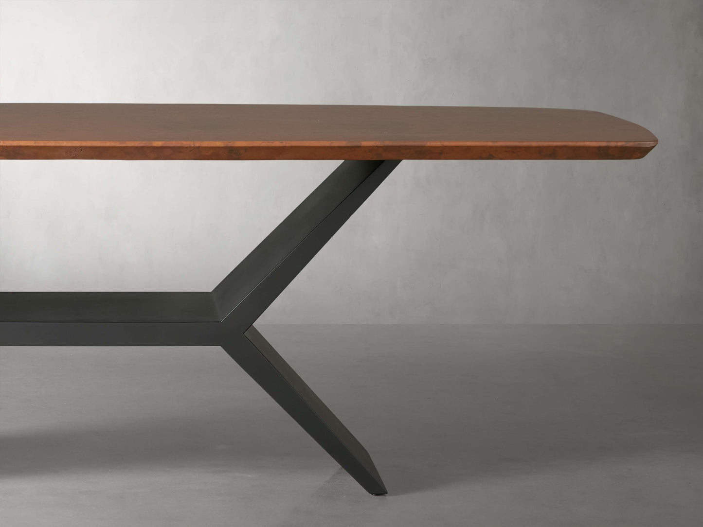 Terracotta Copper Dining Table with Vertex Base
