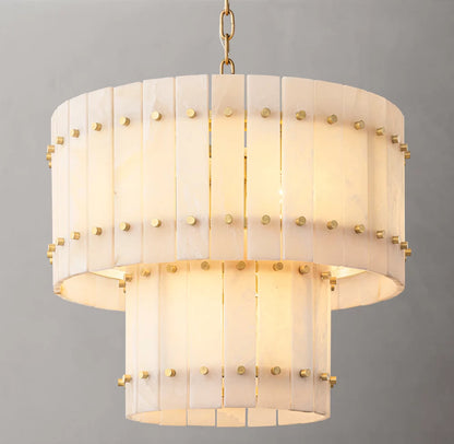 San Marco Alabaster Round Tiered Chandelier 22"