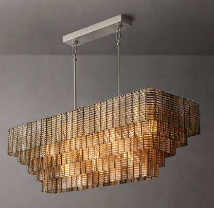 Sirene Smoke Glass Rectangular Chandelier 59"