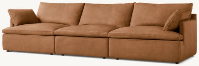 Cloud Modular Track Arm Leather 3-Piece Sofa