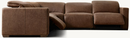 Lennon Recliner Modular Leather 5-Piece Corner Sectional