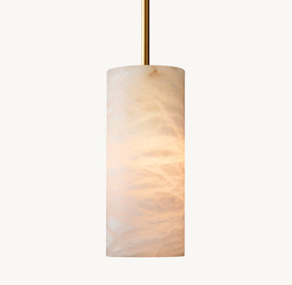 Hand-Carved Alabaster Cylinder Pendant