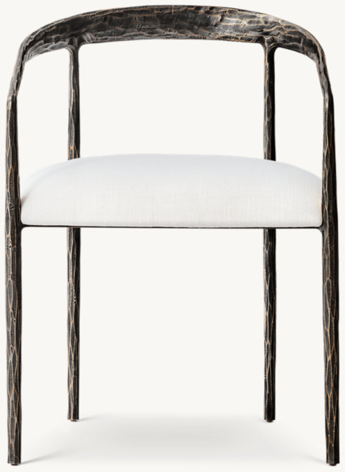 Thaddeus Curved Fabric Dining Armchair