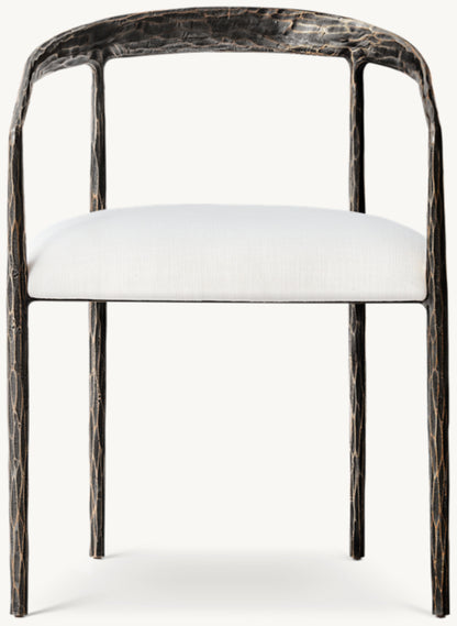 Thaddeus Curved Fabric Dining Armchair