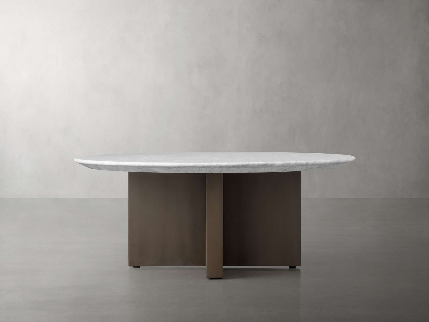 Saint Germain Round Stone Coffee Table with Clement Base