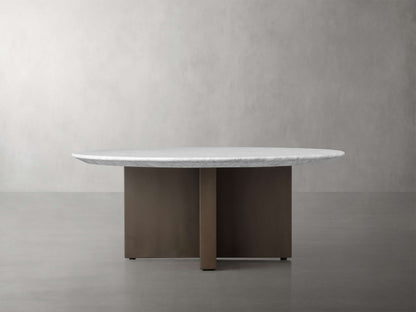 Saint Germain Round Stone Coffee Table with Clement Base