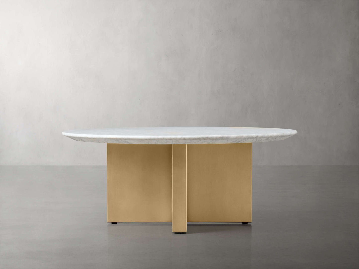 Saint Germain Round Stone Coffee Table with Clement Base