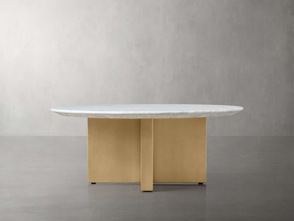 Saint Germain Round Stone Coffee Table with Clement Base