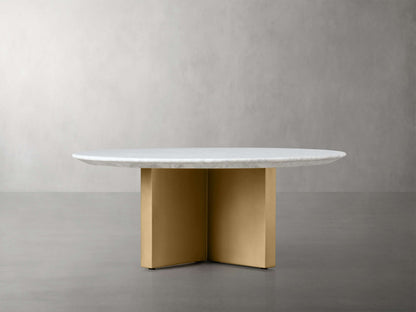 Saint Germain Round Stone Coffee Table with Clement Base