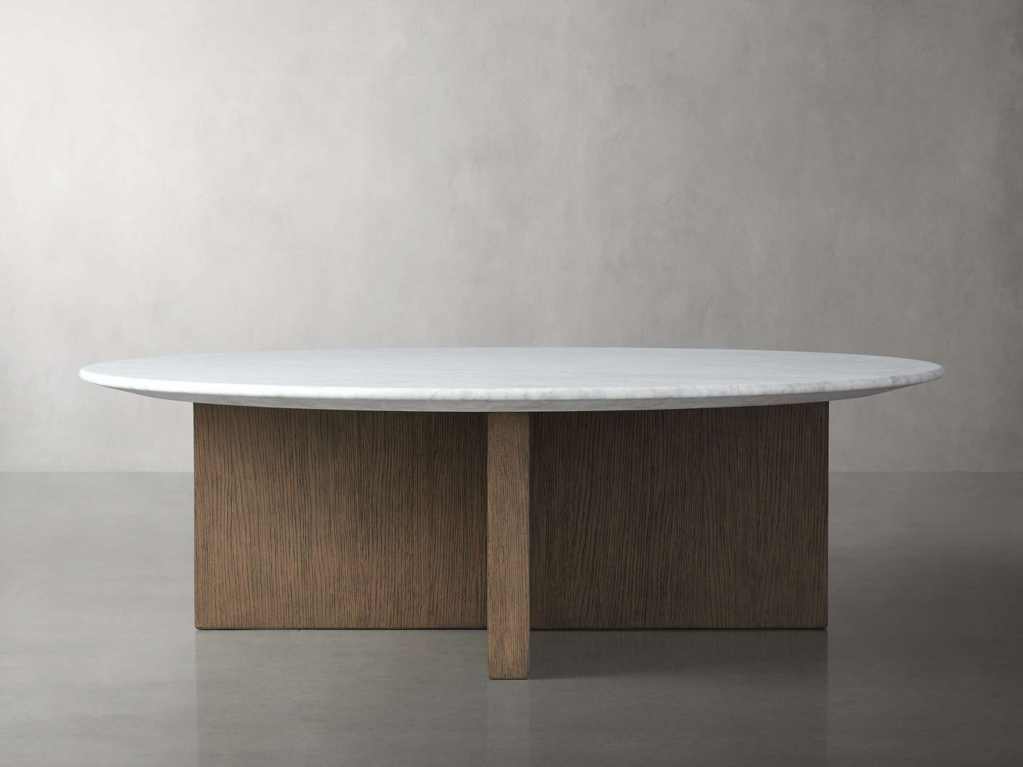 Saint Germain Round Stone Top Coffee Table with Wood Clement Base