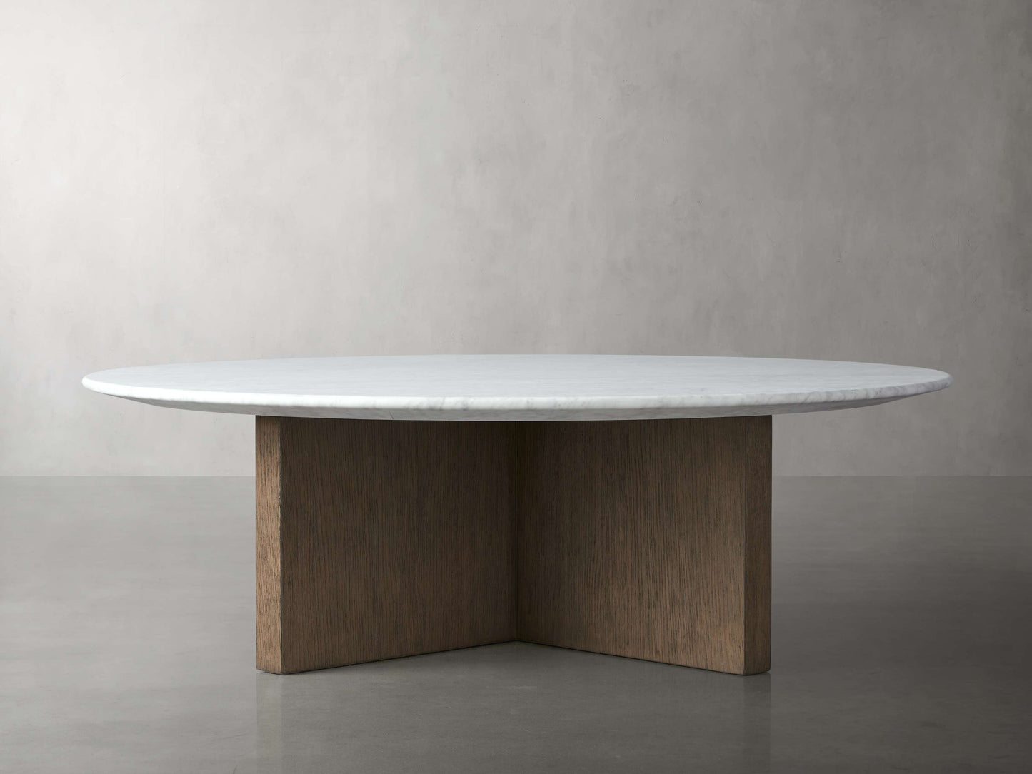 Saint Germain Round Stone Top Coffee Table with Wood Clement Base