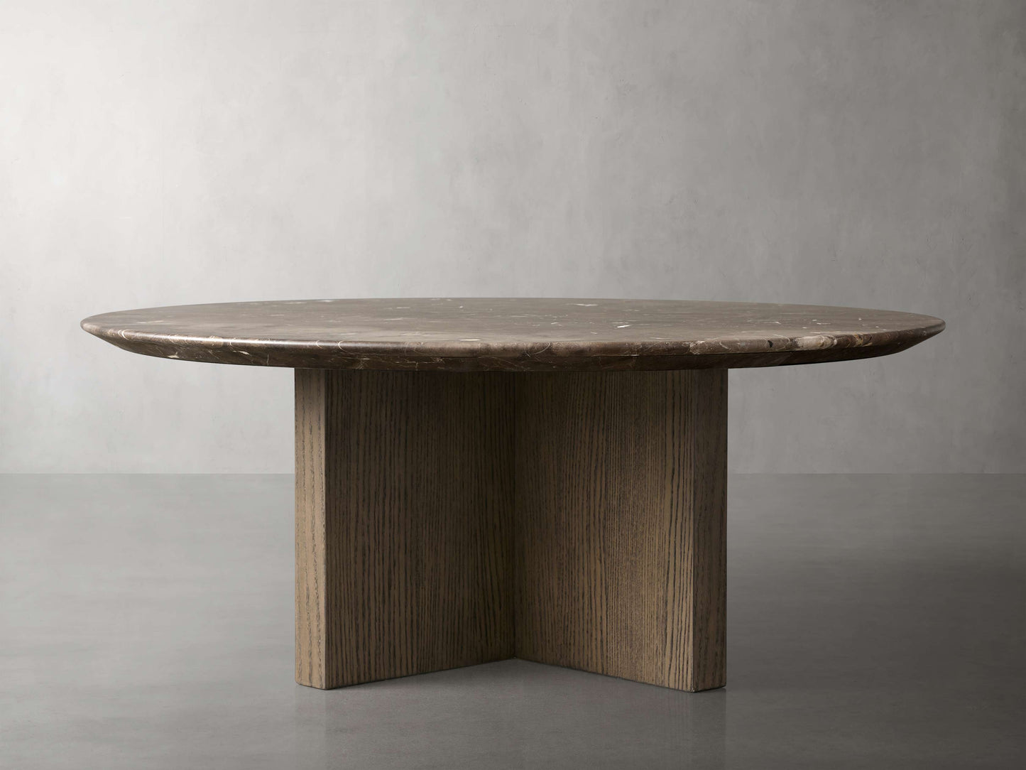 Saint Germain Round Stone Top Coffee Table with Wood Clement Base