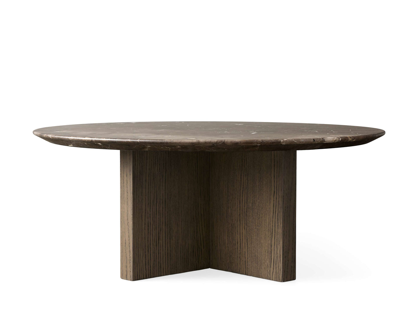 Saint Germain Round Stone Top Coffee Table with Wood Clement Base