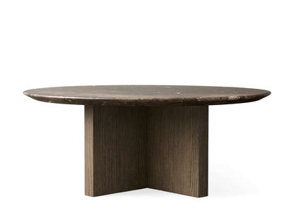 Saint Germain Round Stone Top Coffee Table with Wood Clement Base