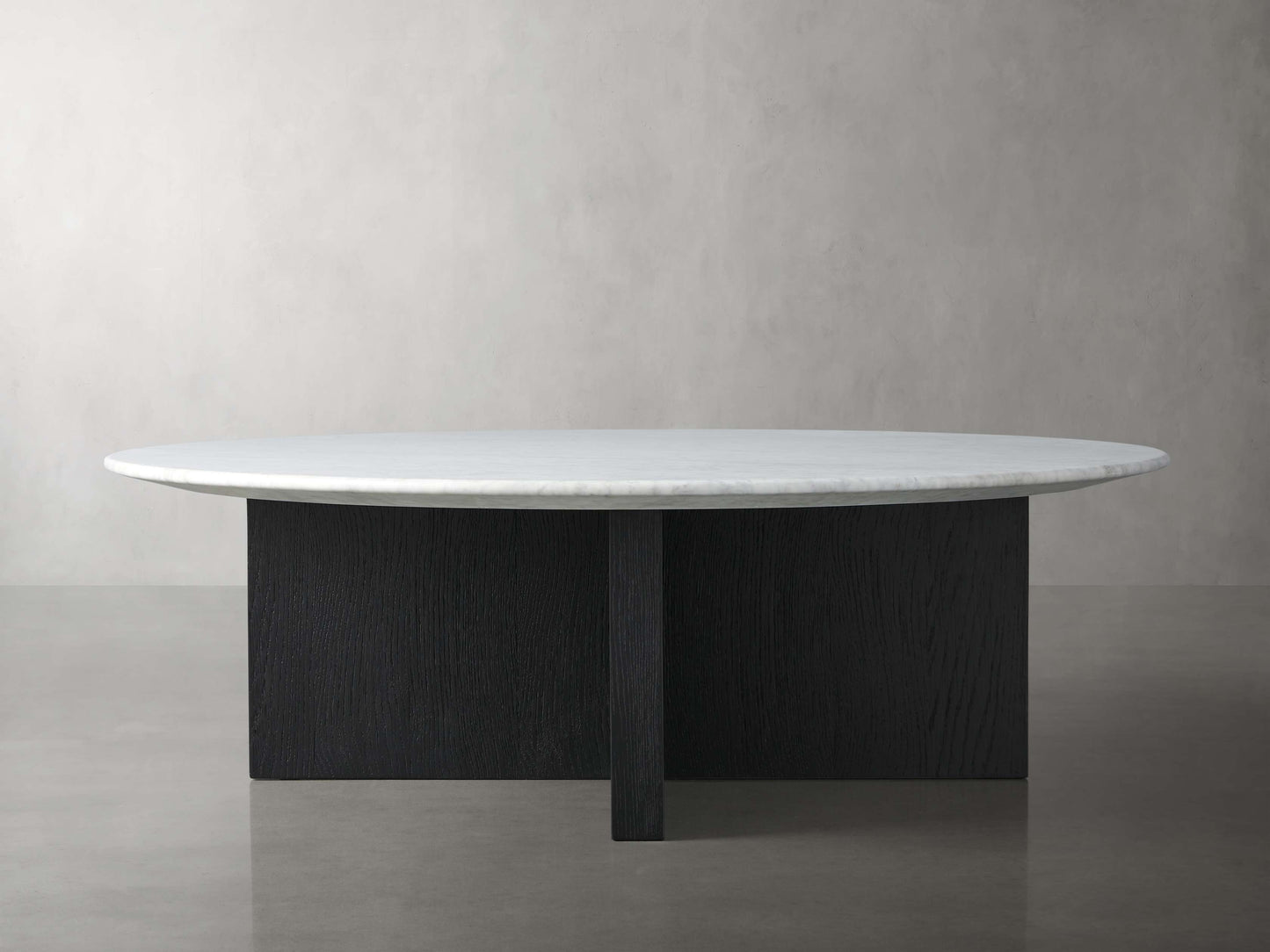 Saint Germain Round Stone Top Coffee Table with Wood Clement Base