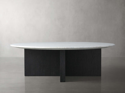 Saint Germain Round Stone Top Coffee Table with Wood Clement Base