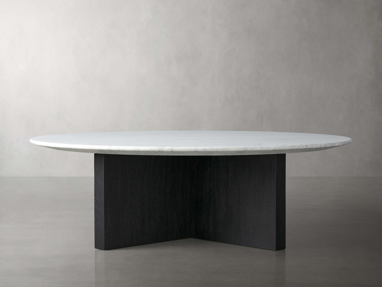 Saint Germain Round Stone Top Coffee Table with Wood Clement Base