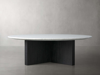 Saint Germain Round Stone Top Coffee Table with Wood Clement Base