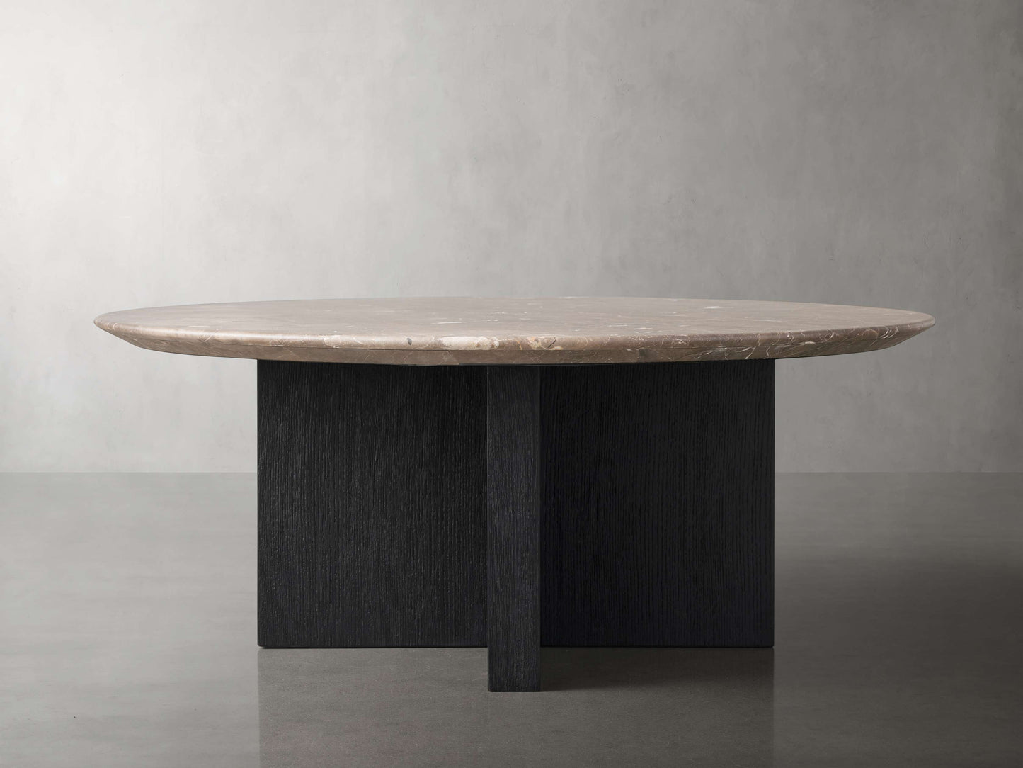 Saint Germain Round Stone Top Coffee Table with Wood Clement Base