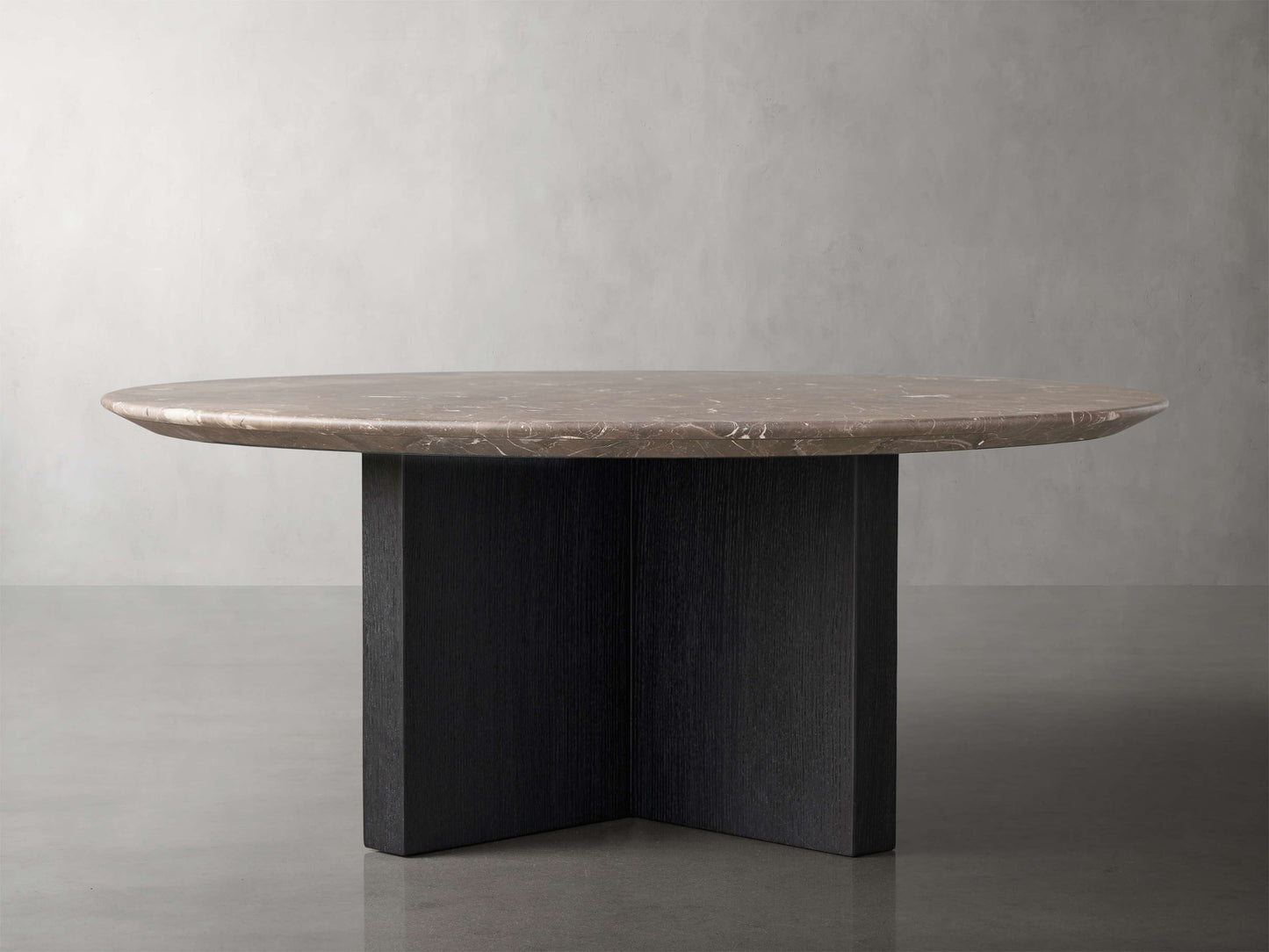 Saint Germain Round Stone Top Coffee Table with Wood Clement Base