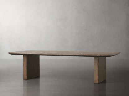 Saint Germain Stone Top Coffee Table with Wood Clement Base
