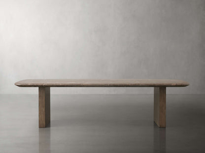 Saint Germain Stone Top Coffee Table with Wood Clement Base