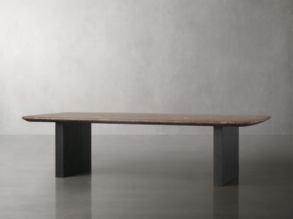 Saint Germain Stone Top Coffee Table with Wood Clement Base