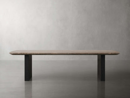 Saint Germain Stone Top Coffee Table with Wood Clement Base