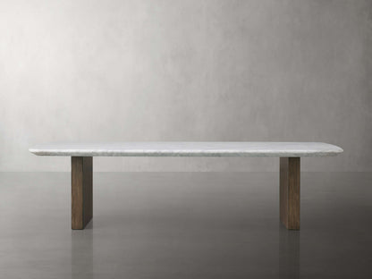 Saint Germain Stone Top Coffee Table with Wood Clement Base