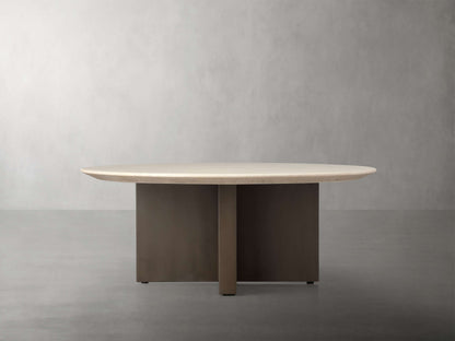 Saint Germain Round Stone Coffee Table with Clement Base