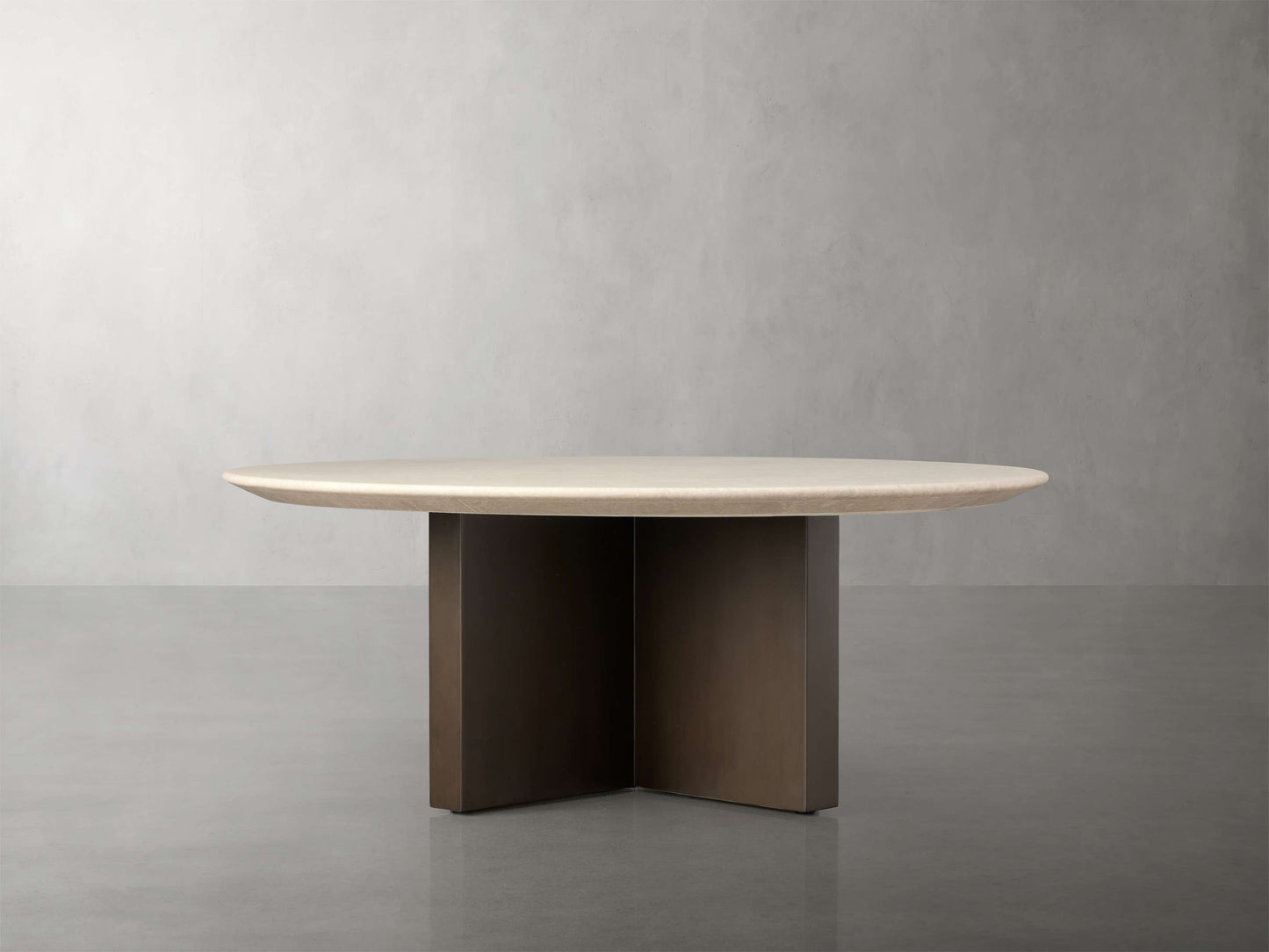 Saint Germain Round Stone Coffee Table with Clement Base