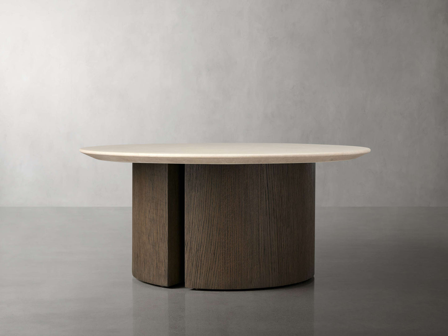 Saint Germain Round Stone Coffee Table with Dauphine Base