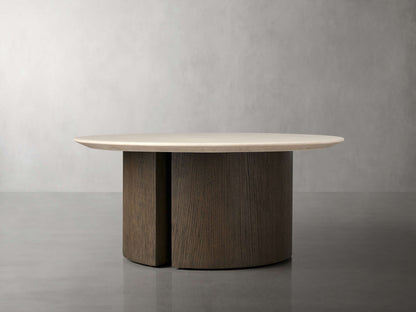 Saint Germain Round Stone Coffee Table with Dauphine Base