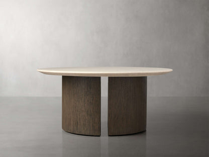 Saint Germain Round Stone Coffee Table with Dauphine Base