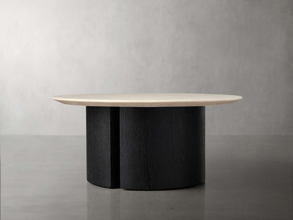 Saint Germain Round Stone Coffee Table with Dauphine Base