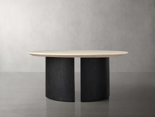 Saint Germain Round Stone Coffee Table with Dauphine Base