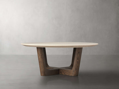 Saint Germain Round Stone Coffee Table with Rennes Base