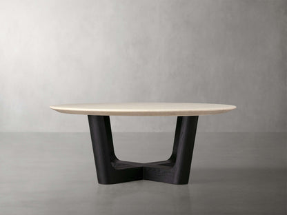 Saint Germain Round Stone Coffee Table with Rennes Base