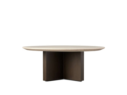 Saint Germain Round Stone Coffee Table with Clement Base