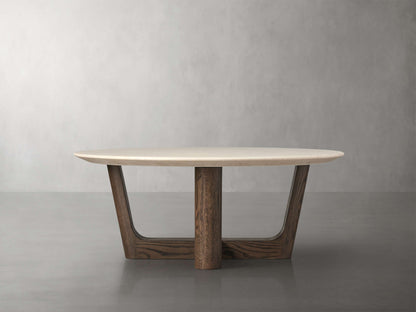 Saint Germain Round Stone Coffee Table with Rennes Base