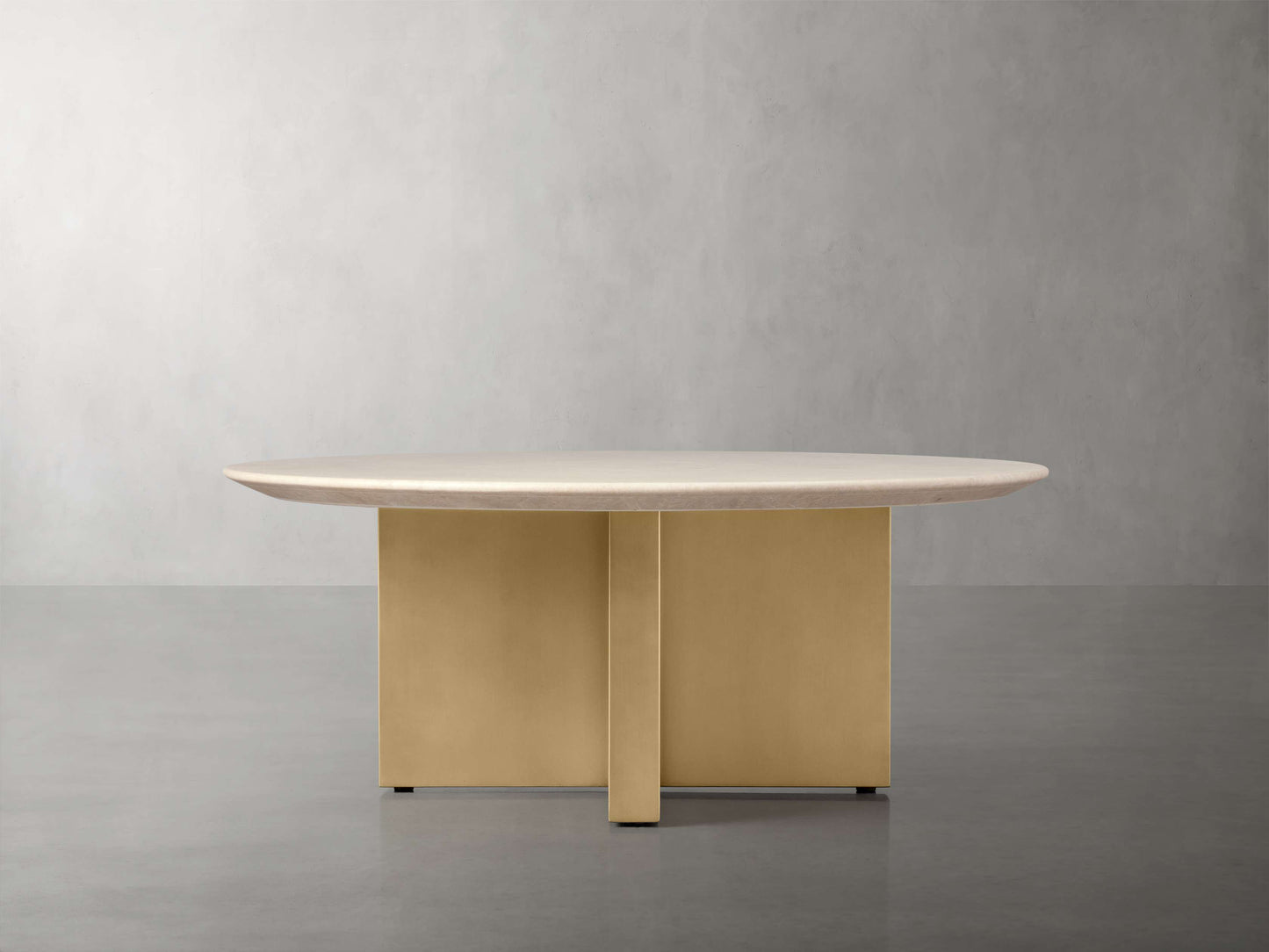 Saint Germain Round Stone Coffee Table with Clement Base