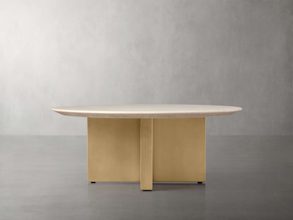 Saint Germain Round Stone Coffee Table with Clement Base