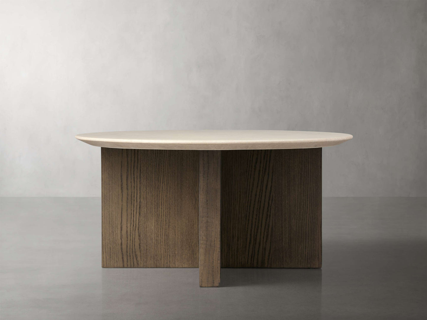 Saint Germain Round Stone Top Coffee Table with Wood Clement Base