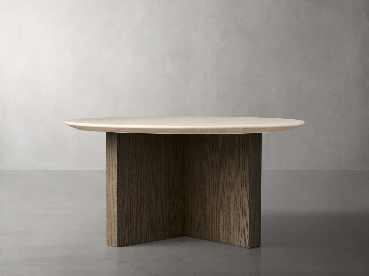 Saint Germain Round Stone Top Coffee Table with Wood Clement Base