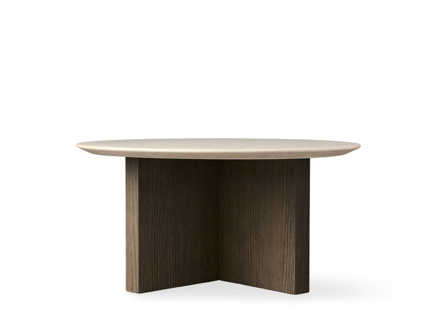 Saint Germain Round Stone Top Coffee Table with Wood Clement Base