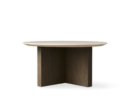 Saint Germain Round Stone Top Coffee Table with Wood Clement Base