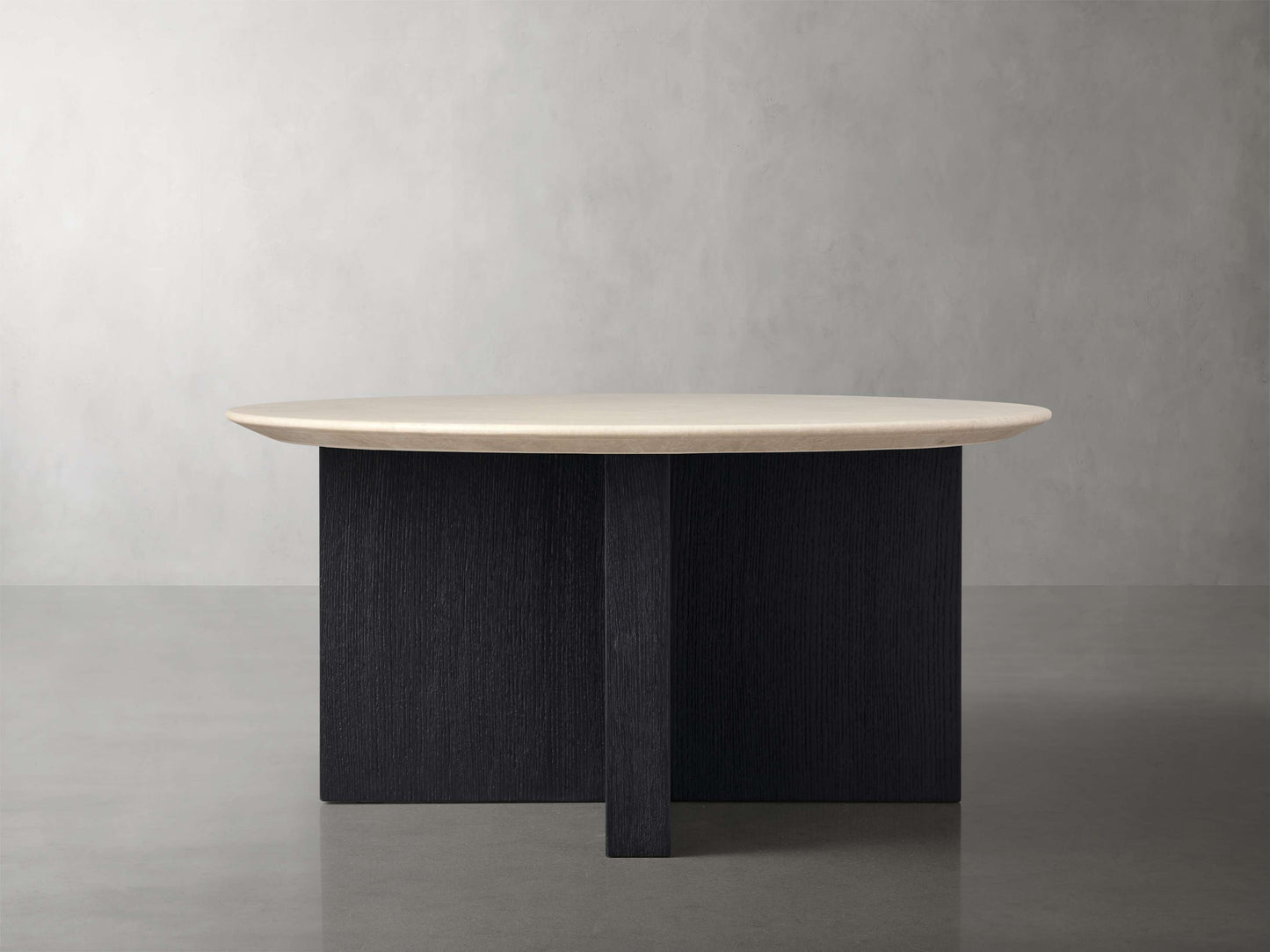 Saint Germain Round Stone Top Coffee Table with Wood Clement Base