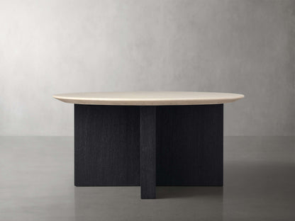 Saint Germain Round Stone Top Coffee Table with Wood Clement Base